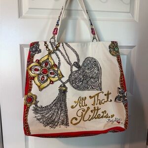 Brighton White and Red Tote Bag Love That Glitters